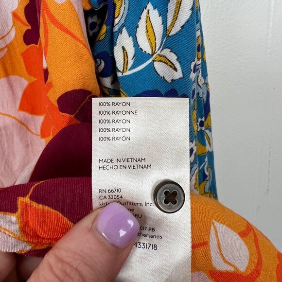 Maeve By Anthropologie Floral Colorful Mixed-Print Button Down Shirt 2X - Picture 3 of 5